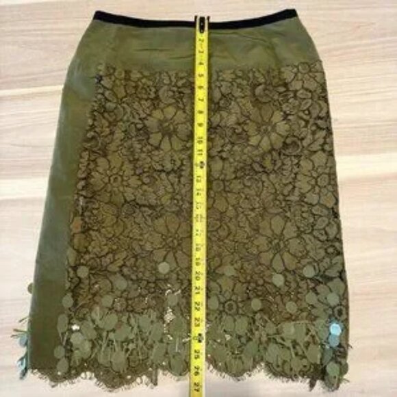 Dries Van Noten Jupe Midi En Dentelle Green Khaki Lace Skirt Women's Size 38 - Picture 5 of 8